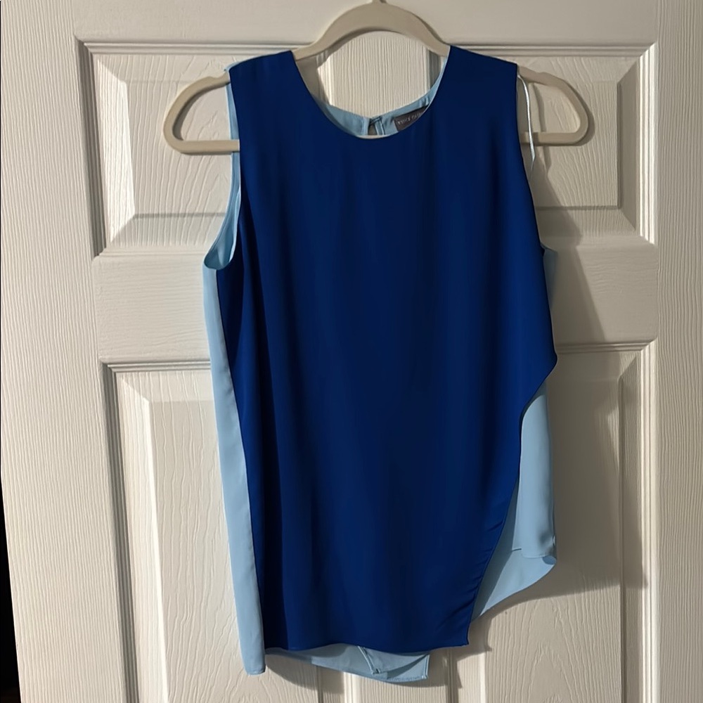 Vince Camuto Asymmetrical Blue Tank Top